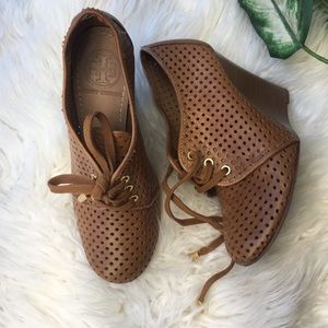 Tory Burch perforated Leather wedge boots